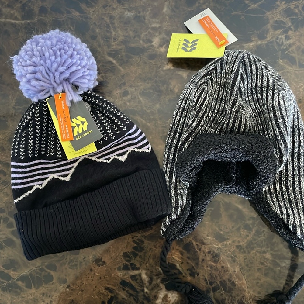 New! Set of Two Girls Winter Hats by All in Motion